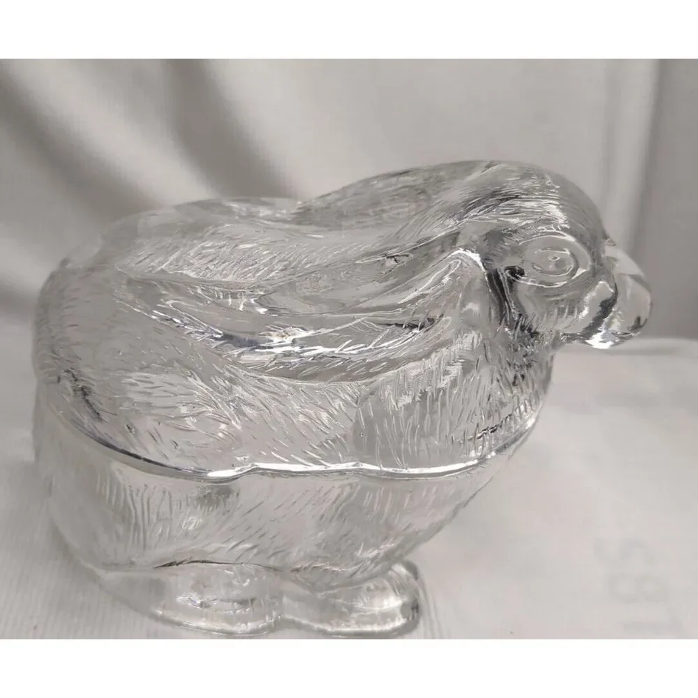 Vintage‎ Glass Molded Bunny Rabbit Candy/ Trinket Dish, Table Decor